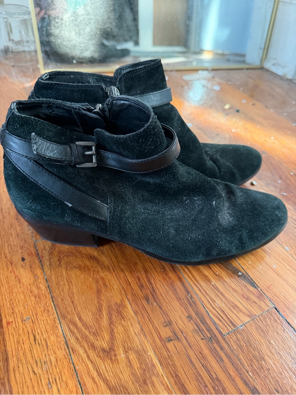 Sam Edelman Black Suede Ankle Boots with Strap